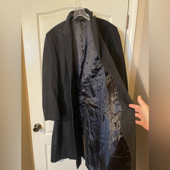 Pronto Moda Men’s 'HARVARD’ Cashmere Long Top Over Coat 46 L Charcoal Gray - Picture 3 of 9